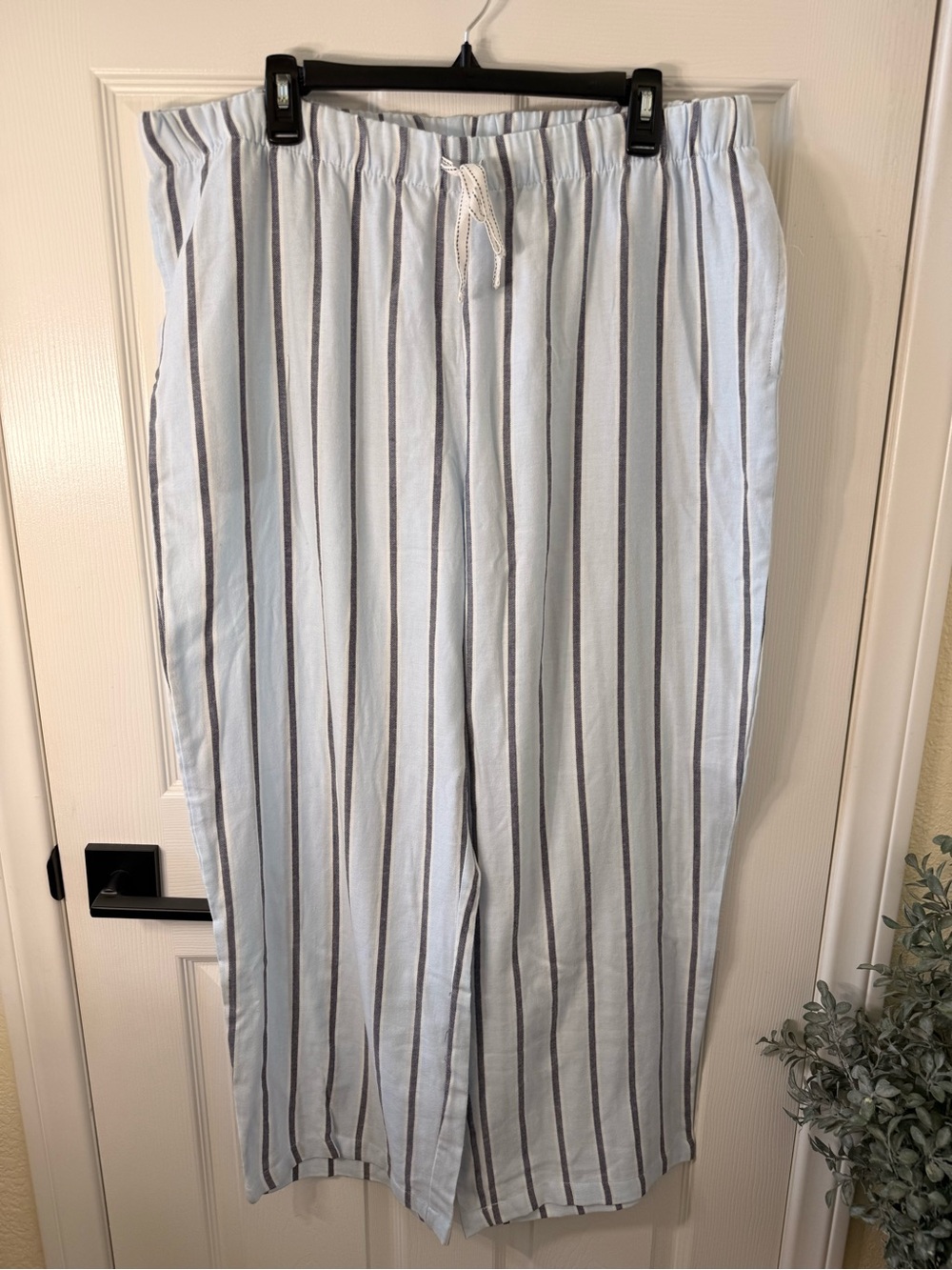 Women's Light Blue Striped Pajama Pants - Relaxed Fit NWT